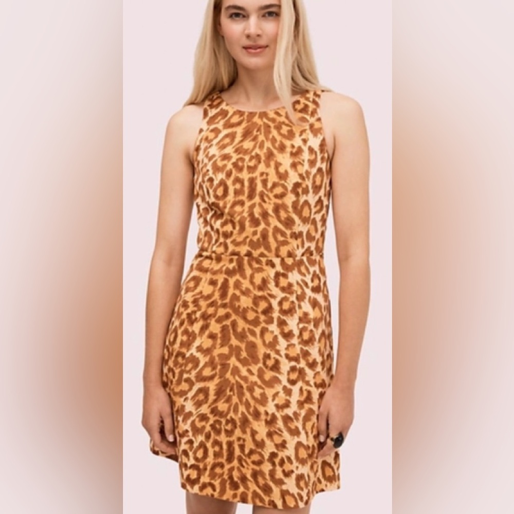 Kate Spade Panthera Sleeveless Mini Ponte Dress Leopard Animal Print M